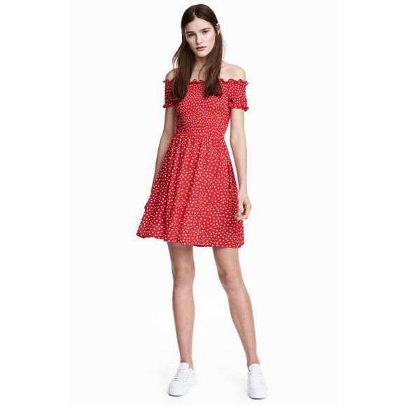 smocked polka dot dress